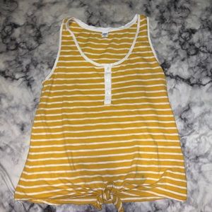 Yellow white striped tank top